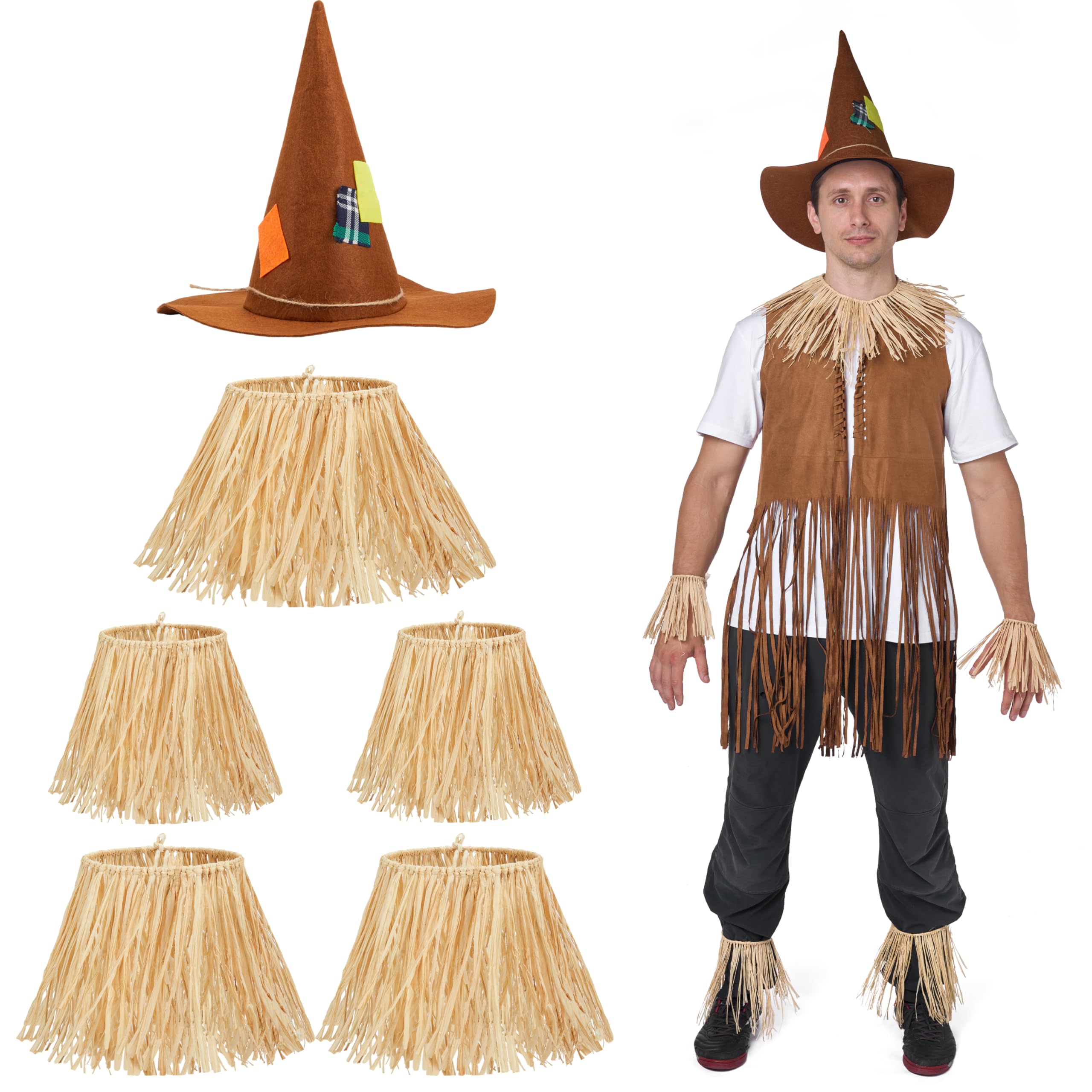 Spooktacular Creations Scarecrow Costume Set Include Straw